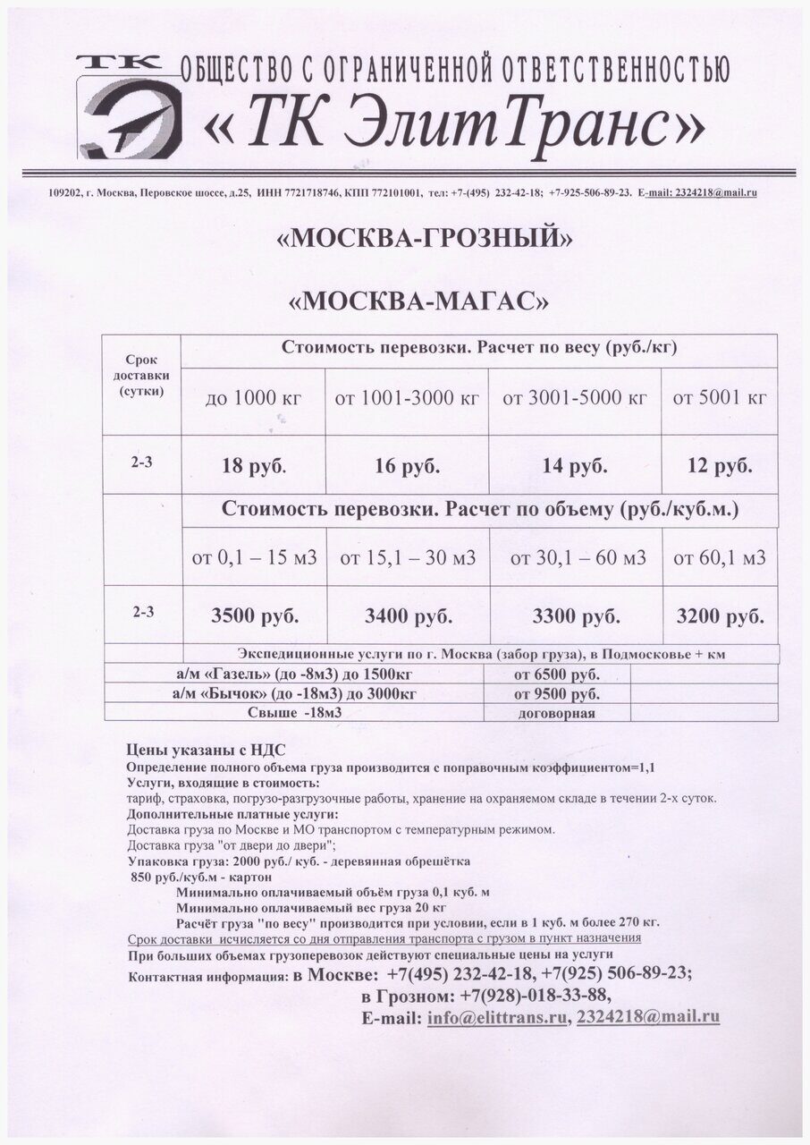Новые тарифы 1